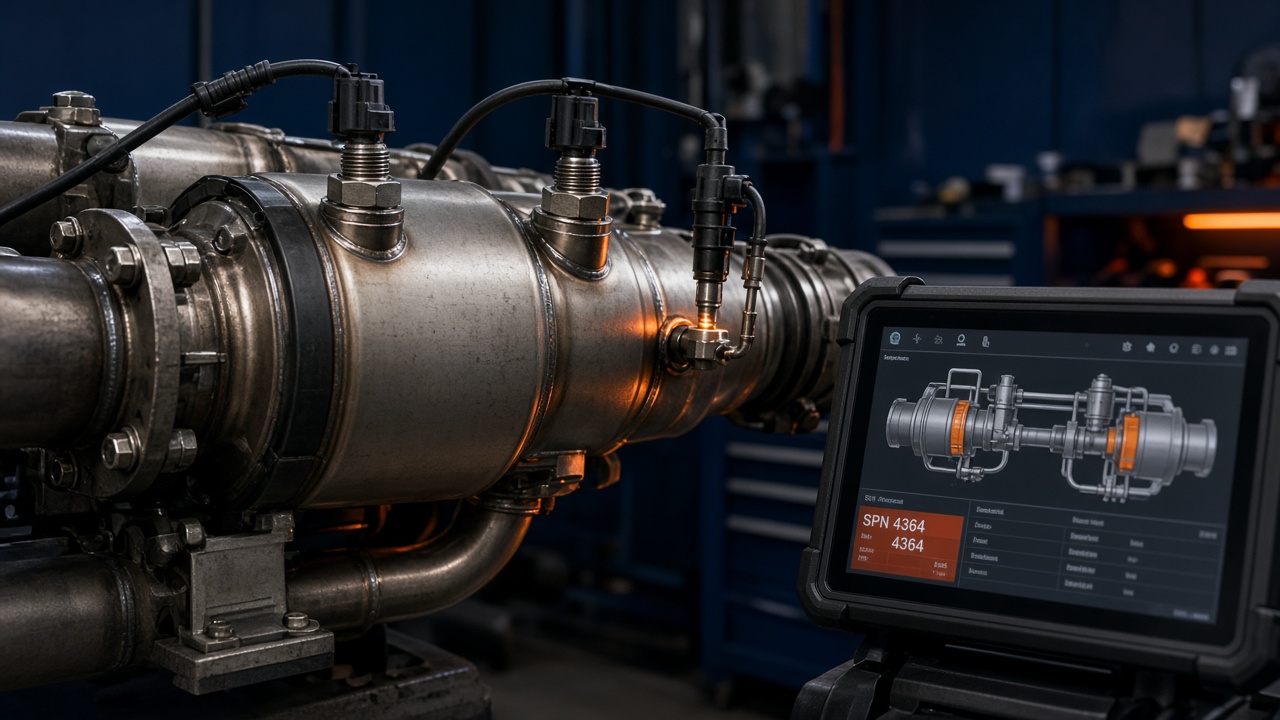 SCR system diagram with DEF dosing and NOx sensors